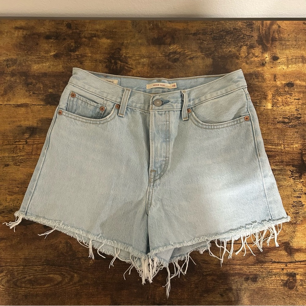 Levi's Light Wash Wedgie Distressed Jean Shorts